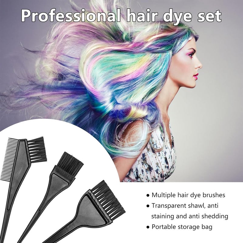 DINTSTYLE 32 Pcs Hair Dye Coloring Kit,Hair Dye Tools for DIY Salon.Hair Dye Brush and Bowl Set/Highlighting Frosting Cap with Plastic Hooks/Dye Brush/Ear Cover/Gloves/Comb/Hairpin/Hair Coloring Cape(Pink) - Image 3